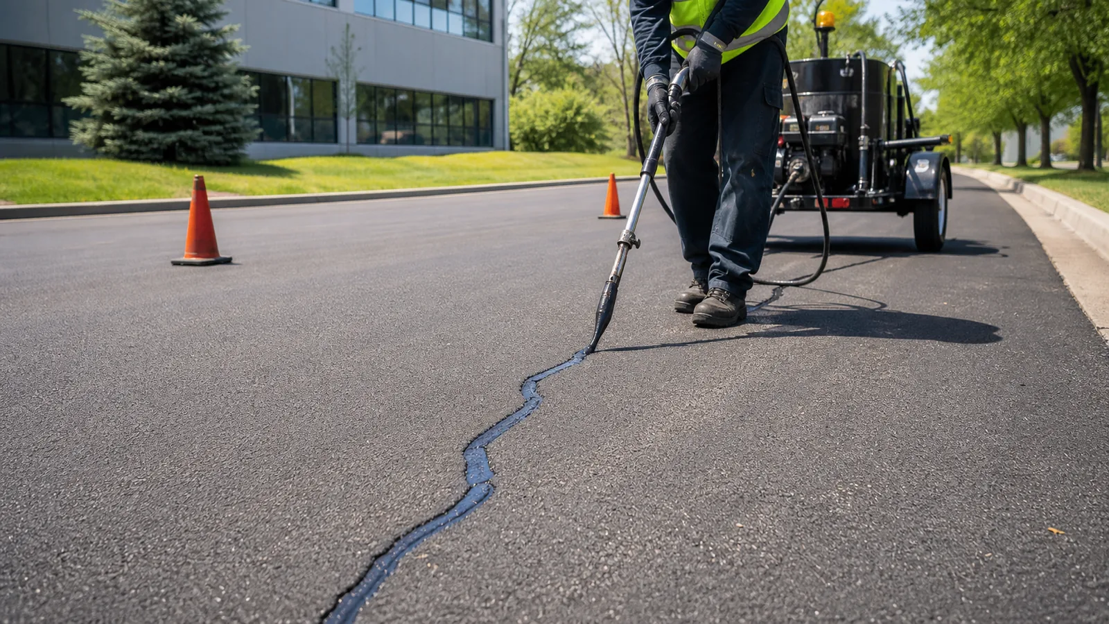 Representative asphalt crack sealing imagery